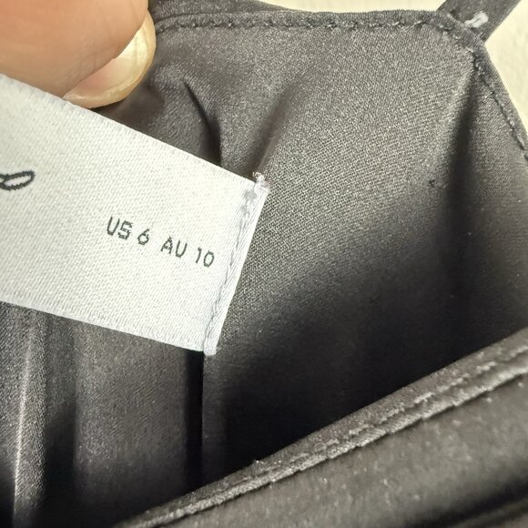 Petal & Pup Vikki Pleated Satin Maxi Dress Black Size 6 Elegant Formal - Picture 9 of 12